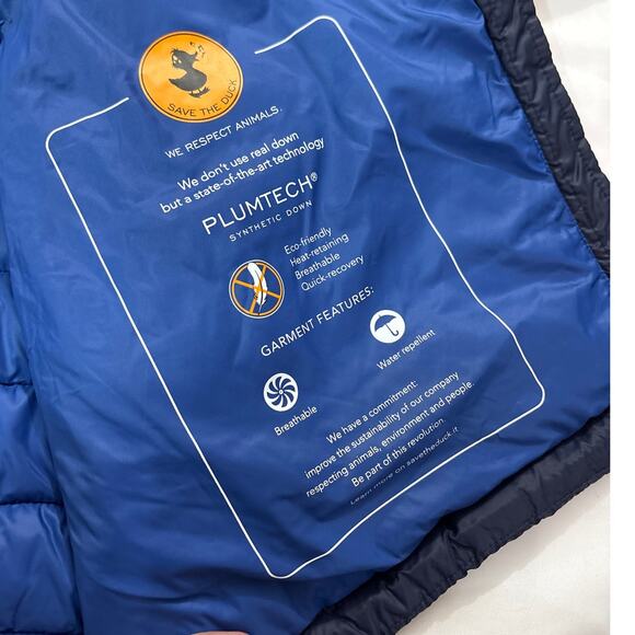 Save The Duck Women Large Neha Cropped Puffer Jacket Blue Ultra Lightweight Coat - Picture 9 of 12